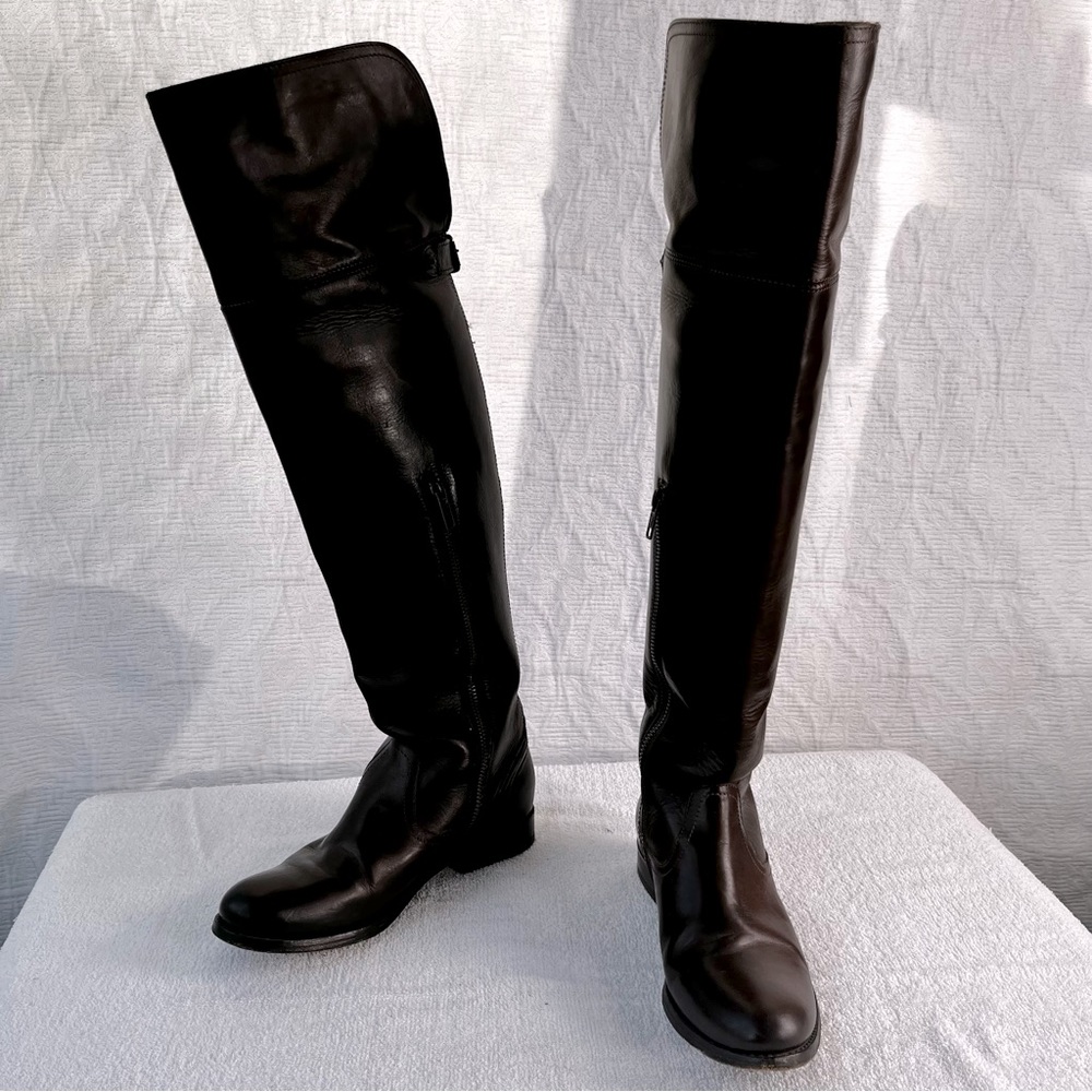 Frye Mellisa Over The Knee Dark Brown Boots Womens 5.5 Tall Leather Boots w Box